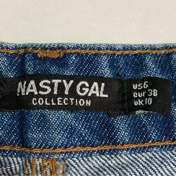Nasty Gal Yoke Detail Straight Jeans Women’s Size 6 High Rise Western Retro Boho - Picture 6 of 8